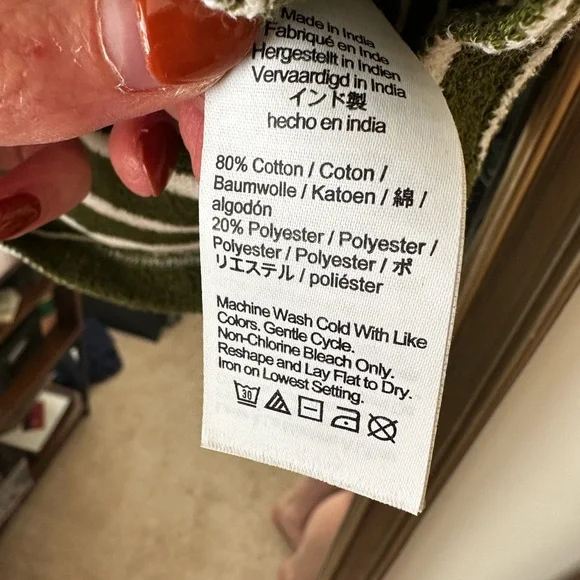 Madewell Green and White Striped Button Up Short Sleeve Top - Picture 3 of 3